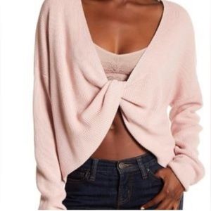 Lovers + Friends pink chunky cris cross sweater- M
